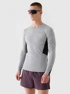 Koszulki sportowe męskie - Męski longsleeve do biegania 4F 4FWAW24TFLOM252 - szary - miniaturka - grafika 1