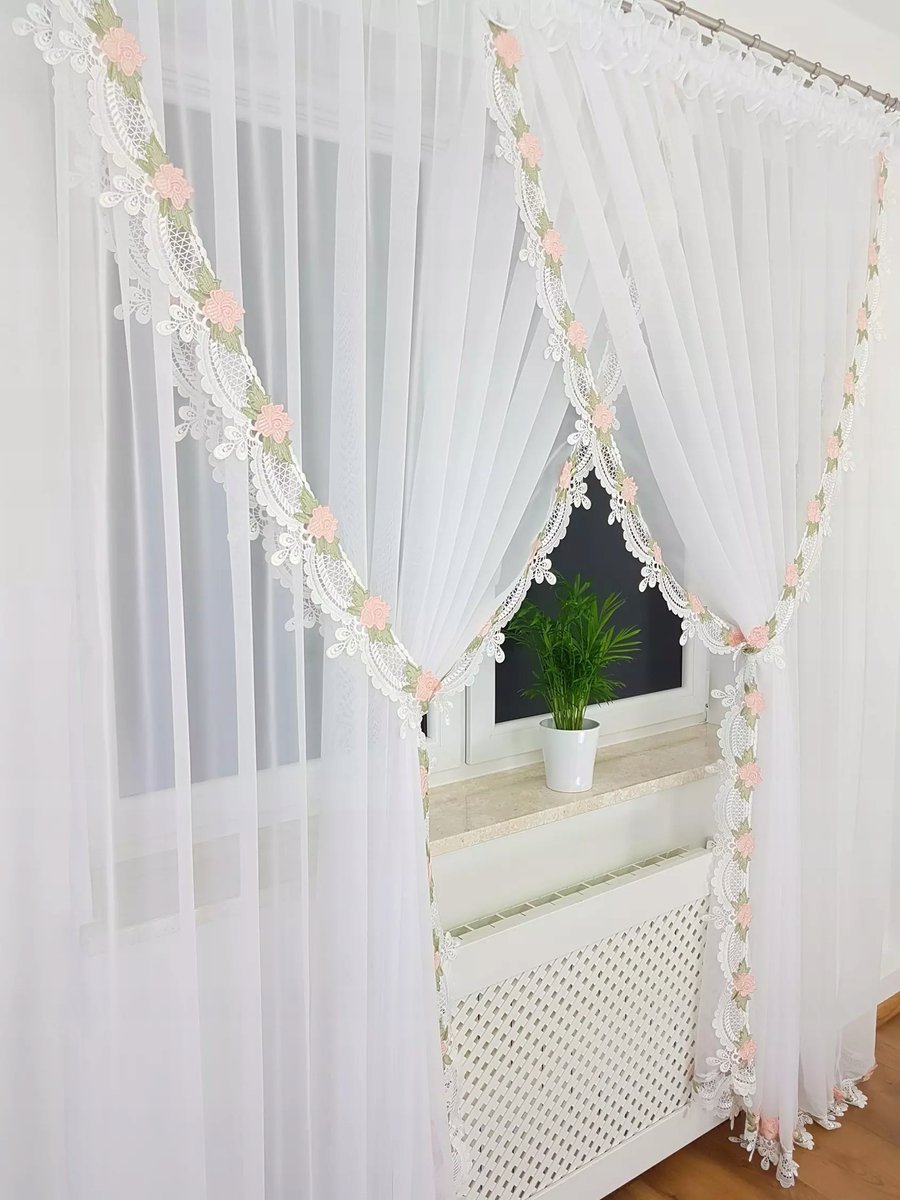 ELEGANCKA FIRANA GOTOWA Z GIPIURĄ DO SALONU POKOJU DŁUGA WOAL 400X250CM