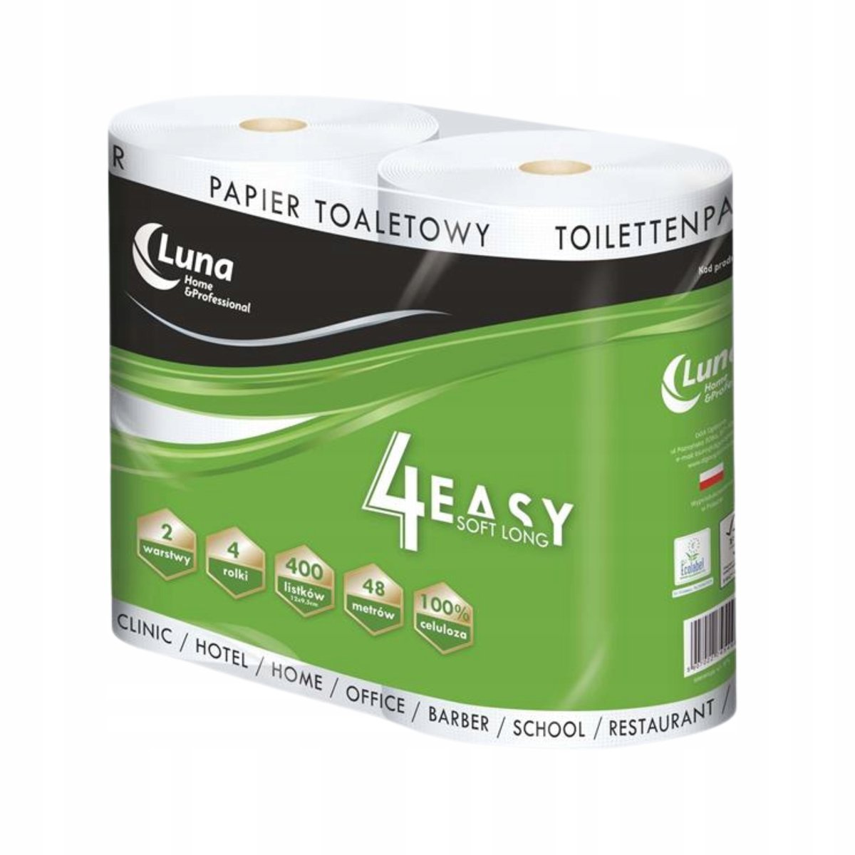 Luna 4Easy Papier Toaletowy Delikatny 2 Warstwy 48M Długie 4 Rolki