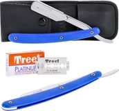 Brzytwy fryzjerskie - Brzytwa fryzjerska barberska do golenia cieniowania trymer uniwersalny na żyletki niebieska - miniaturka - grafika 1