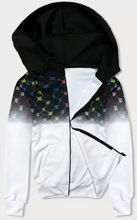 ROZPINANA BLUZA MĘSKA Z KOLOROWYM NADRUKIEM CZARNO-BIAŁA (8B989-1) - J.STYLE - Bluzy męskie - miniaturka - grafika 1