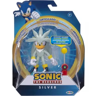 SONIC THE HEDGEHOG JAKKS ORYGINALNA RUCHOMA FIGURKA SILVER + CHECKPOINT - Figurki dla dzieci - miniaturka - grafika 1
