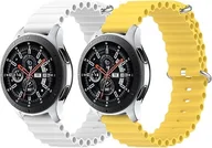 Akcesoria do smartwatchy - 2x PASEK DO ZEGARKA ŻÓŁTY BIAŁY SILIKON Samsung Galaxy Watch 3 45mm 22mm - miniaturka - grafika 1