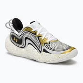 Buty sportowe męskie - Buty koszykarskie Under Armour Spawn 6 white/black/metallic gold - miniaturka - grafika 1