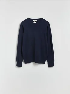 Reserved - Sweter z wełny merino - granatowy - Swetry damskie - miniaturka - grafika 1