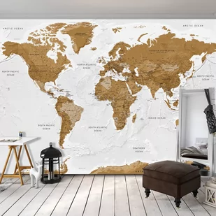 Fototapeta samoprzylepna - Mapa świata: Białe oceany (rozmiar 98x70) - Fototapety - miniaturka - grafika 1