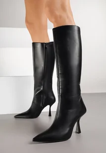 Czarne Kozaki na Szpilce z Noskiem w Szpic Deinome - Kozaki damskie - miniaturka - grafika 1