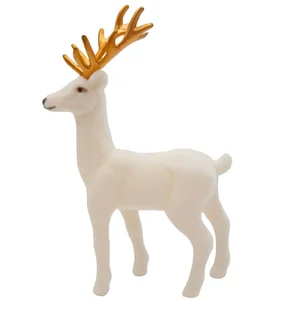 Renifer Świąteczny Ze Złotym Porożem Biały Glamour 23 Cm - Ozdoby bożonarodzeniowe - miniaturka - grafika 1