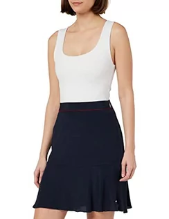 Spódnice - Tommy Hilfiger Damska VIS Crepe Solid krótka spódnica Fit & Flare, Desert Sky, 36 - grafika 1