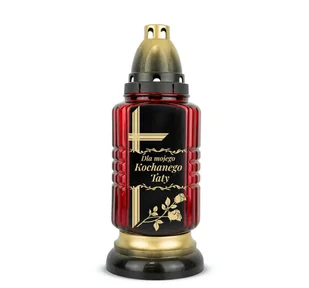 Znicz Kochanemu Tacie 28 cm Czerwony DP737 Znicz z Dedykacją z Wkładem Wymiennym - Lampiony i znicze - miniaturka - grafika 1