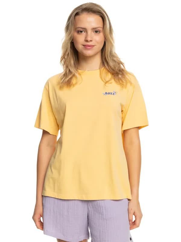 ROXY Moonlight Sunset - Damska koszulka oversize typu boyfriend ROZMIAR. S Złoty