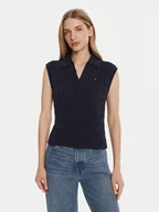 Swetry damskie - Tommy Hilfiger Sweter WW0WW45655 Granatowy Regular Fit - miniaturka - grafika 1