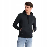 Bluzy męskie - Bluza męska bawełniana z kapturem BASIC czarna V9 OM-SSBN-0161 S - miniaturka - grafika 1