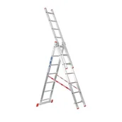 Drabiny - B2B Partner Trzyczęściowa aluminiowa drabina HOBBY, 3x7 stopni, 4,24 m VEN.4407 - miniaturka - grafika 1