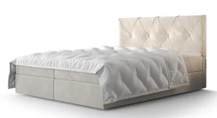 Beżowe tapicerowane łóżko kontynentalne - Alviero - Łóżka Beżowe tapicerowane łóżko kontynentalne - Alviero - Łóżka - miniaturka - grafika 1