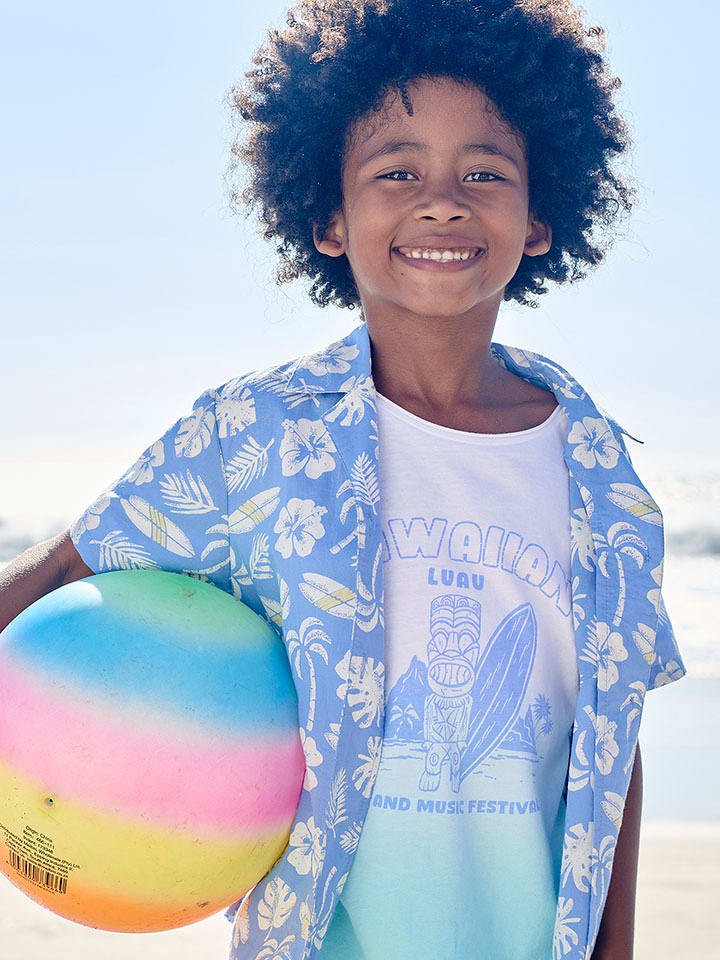 vertbaudet Koszulka w kolorze biało-turkusowym