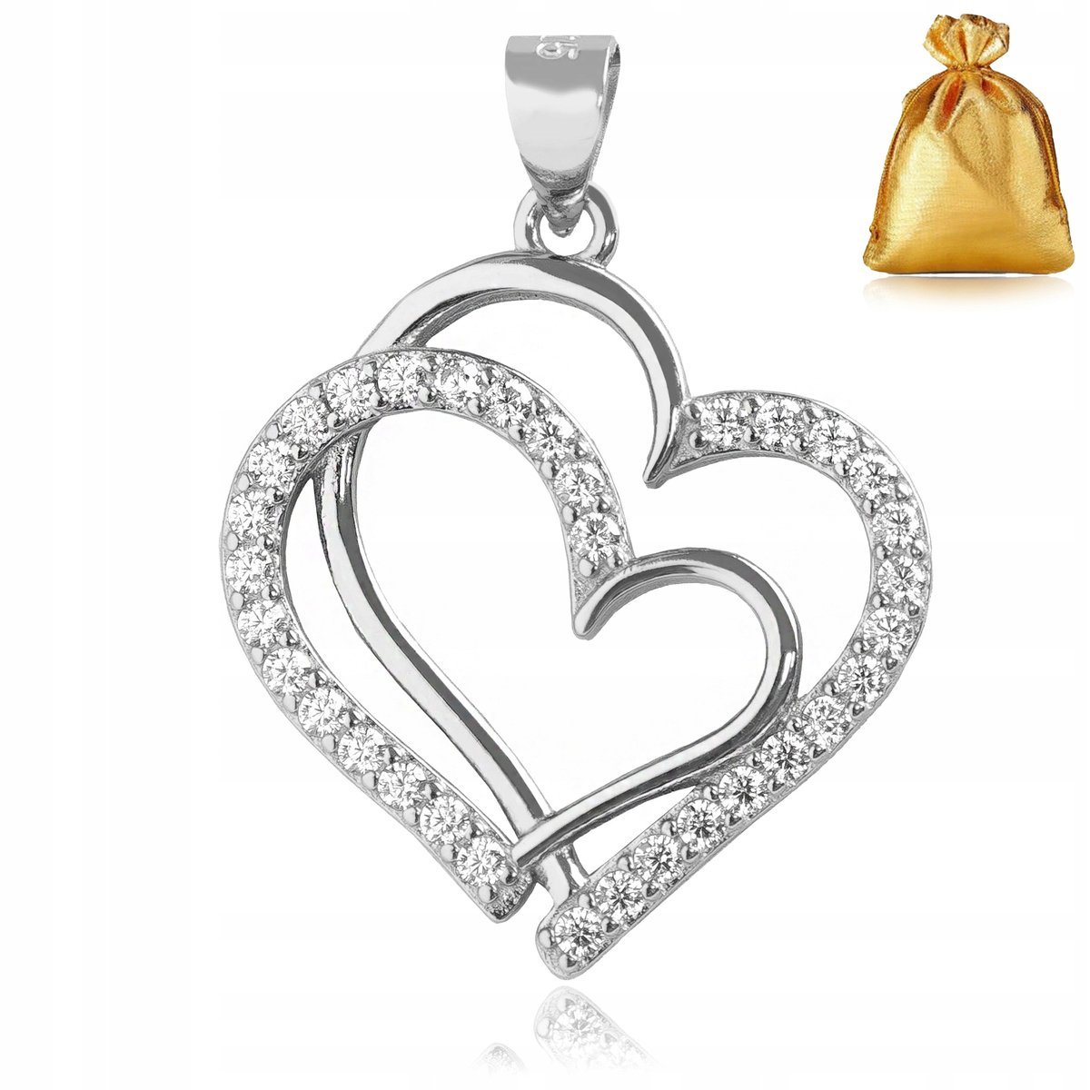 ZAWIESZKA 925 WISIOREK SREBRNY SERCE SERDUSZKO CYRKONIE DLA DZIEWCZYNY MAMY