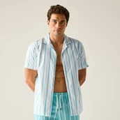 Koszule męskie - Regatta Koszula męska z krótkim rękawem Hadlin Niebieski, Cotton, Rozmiar: L - miniaturka - grafika 1