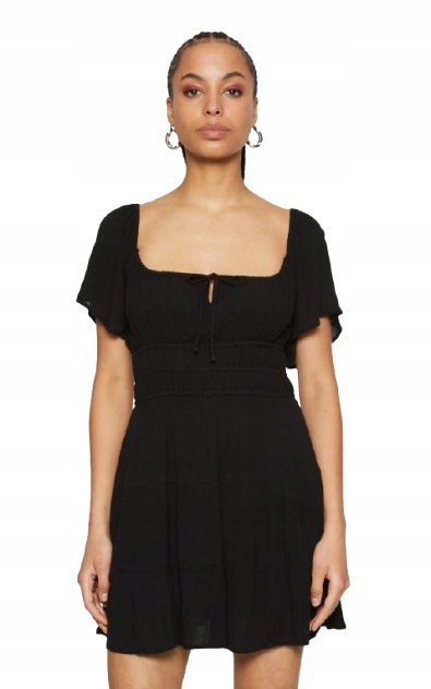 HOLLISTER SUKIENKA CZARNA MINI DAMSKA KRÓTKI RĘKAW CASUAL XS KTB