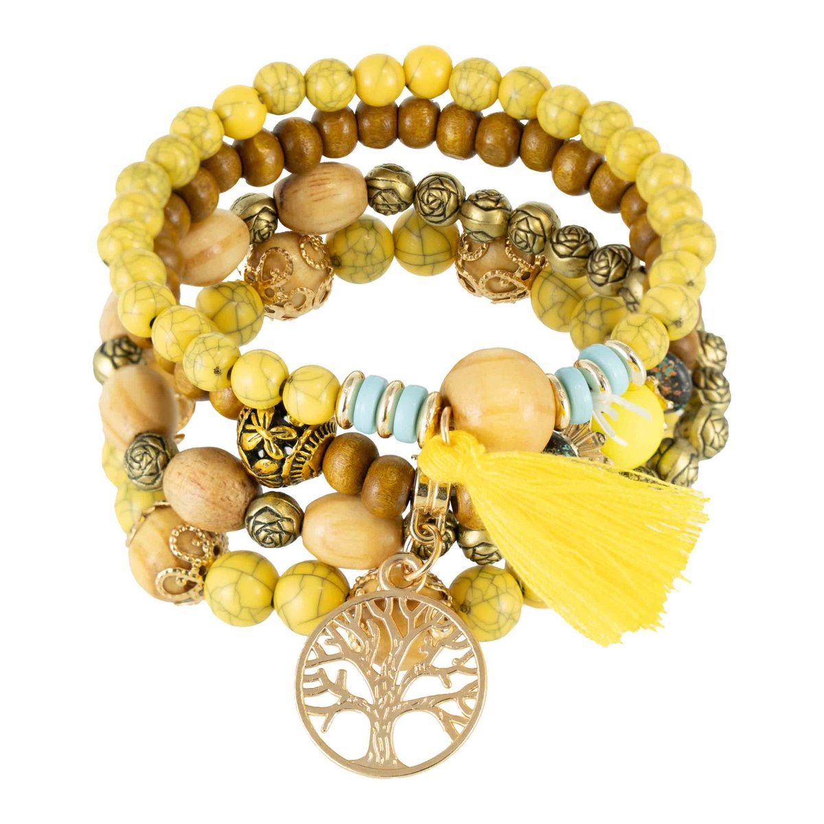 Zestaw Bransoletek Drzewo Życia Żółty - Elegancka Biżuteria Damska