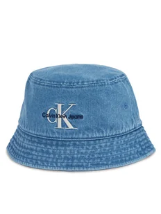 Calvin Klein Kapelusz Mono Logo Denim Bucket Hat LV04G5021G Niebieski - Czapki męskie - miniaturka - grafika 1