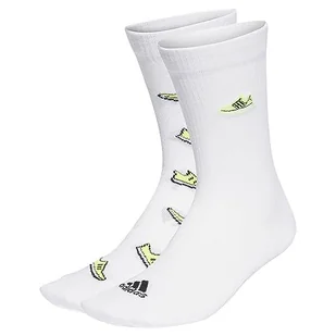 Adidas Uniseks Run X Ultraboost Shoe Love Graphic 2 Pairs EBL74 Skarpety Crew, White/Lucid Lemon/Black, XL - Skarpetki damskie - miniaturka - grafika 1