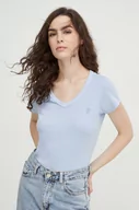 Koszulki sportowe damskie - G-Star Raw t-shirt bawełniany kolor niebieski - miniaturka - grafika 1