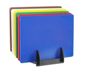 Deski do krojenia - Zestaw 6 desek do krojenia HACCP ze stojakiem, HENDI, 6 szt., 450x300x(H)10mm - miniaturka - grafika 1