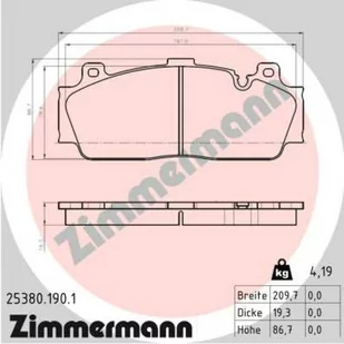Klocki hamulcowe - komplet ZIMMERMANN 25380.190.1 - Klocki hamulcowe - miniaturka - grafika 1