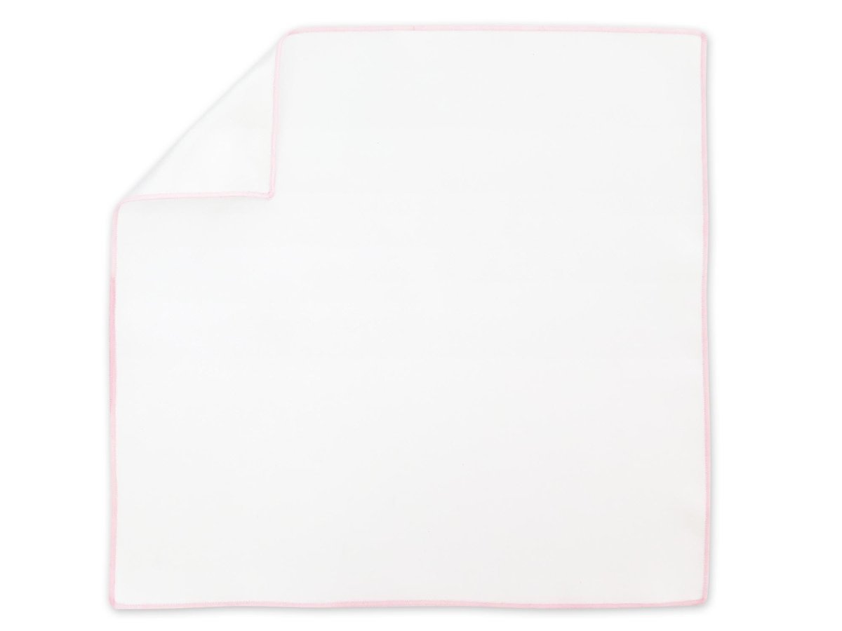 Biała poszetka z jasnoróżowym obszyciem E103