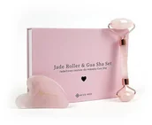 Pozostałe urządzenia kosmetyczne - Jadeitowy zestaw do masażu Gua Sha - płytka + wałek Acus Med - różowy - miniaturka - grafika 1