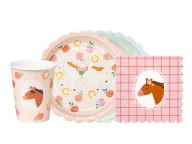 Dekoracje i nakrycia stołu na imprezę - Papierowy zestaw urodzinowy z konikami - 36 szt. - miniaturka - grafika 1