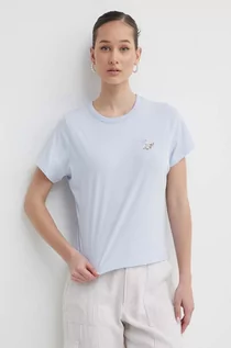 Koszulki sportowe damskie - Abercrombie & Fitch t-shirt bawełniany damski kolor niebieski - grafika 1