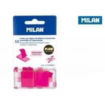 MILAN Indeksy transparentne Milan FLUO róż 45 x 25 mm, 50 szt. - Przybory szkolne - miniaturka - grafika 1