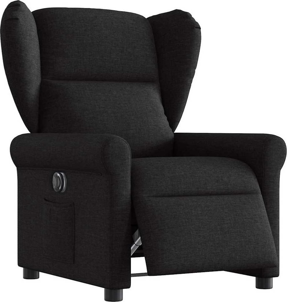 vidaXL Elektryczny fotel rozkładany, czarny, obity tkaniną