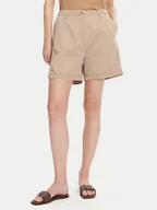 Spodenki damskie - Tommy Hilfiger Szorty materiałowe WW0WW44762 Beżowy Regular Fit - miniaturka - grafika 1
