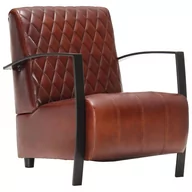 Fotele - vidaXL Fotel, brązowy, 65 x 75 x 82 cm, prawdziwa skóra - miniaturka - grafika 1