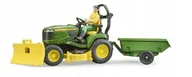 Samochody i pojazdy dla dzieci - Traktor Bruder 62104 John Deere z kosiarką zielony - miniaturka - grafika 1