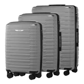 Walizki - Zestaw Walizek Na Kółkach z Polipropylenu Srebrny - miniaturka - grafika 1