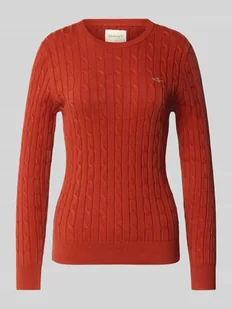 Sweter z dzianiny z prążkowanymi wykończeniami - Swetry damskie - miniaturka - grafika 1