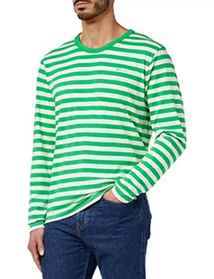 GANT Męski t-shirt w paski LS, MID Green, standardowy, Mid Green, L - Koszulki męskie - miniaturka - grafika 1