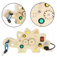 Zabawki interaktywne dla dzieci - DREWNIANY DINOZAUR ZABAWKA EDUKACYJNA MONTESSORI TABLICA DLA DZIECI PODRÓŻ - miniaturka - grafika 1