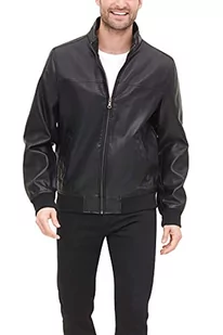 Tommy Hilfiger Męska kurtka bomberka ze sztucznej skóry der, Czarny, XL - Kurtki męskie - miniaturka - grafika 1