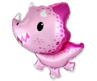 Baby shower i roczek - Balon Foliowy 24" Fx - Baby Triceratops (Różowy) - miniaturka - grafika 1