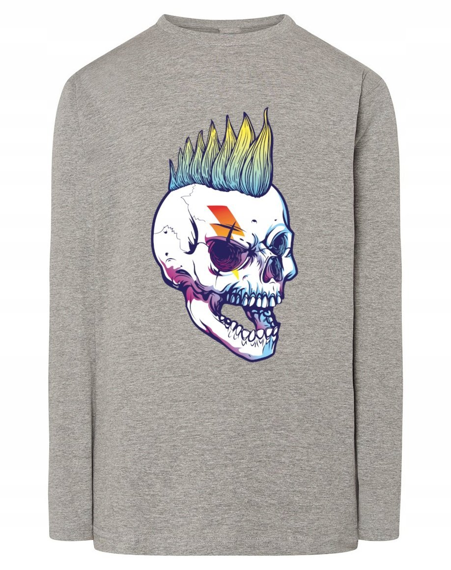 Longsleeve męski nadruk Czaszka Irokez r.S