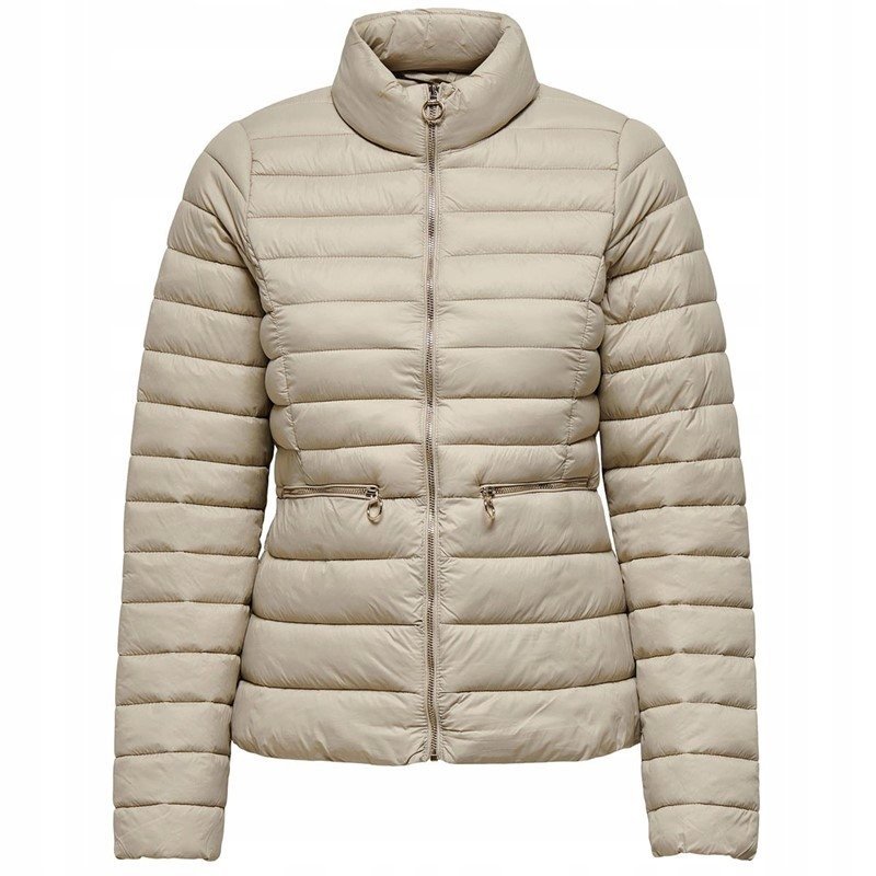 ONLY KURTKA DAMSKA PIKOWANA Z ZAMKIEM BEŻOWA DO BIODER S K_A