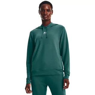 Bluzy sportowe damskie - Damska bluza treningowa Under Armour Rival Terry Hoodie - zielona - UNDER ARMOUR - grafika 1