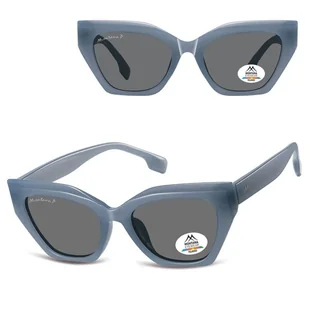 Damskie okulary przeciwsłoneczne kocie z polaryzacją MP55B błękitna szarość - Okulary korekcyjne, oprawki, szkła - miniaturka - grafika 1