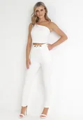 Komplety damskie - Biały 2-częsciowy Komplet z Topem na Jedno Ramię i Spodniami Aleya - miniaturka - grafika 1