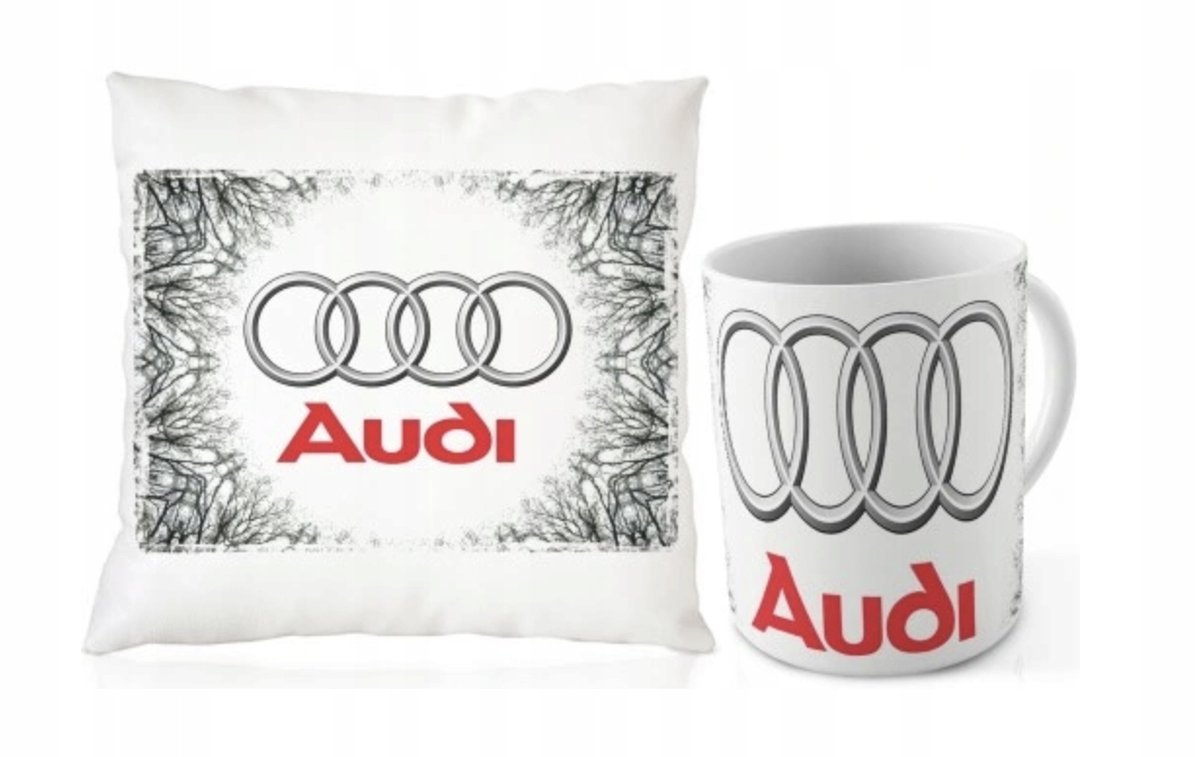 ZESTAW PODUSZKA + KUBEK Prezent AUDI QUATTRO AUTO SAMOCHÓD + IMIĘ 18